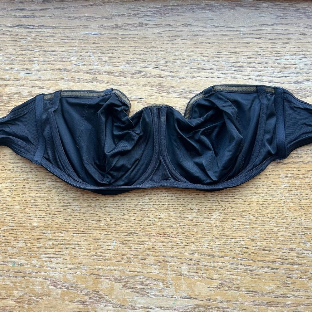 Delimira Plus Size 36F Strapless Underwire Minimizer Unlined Bra-Black - Picture 2 of 4